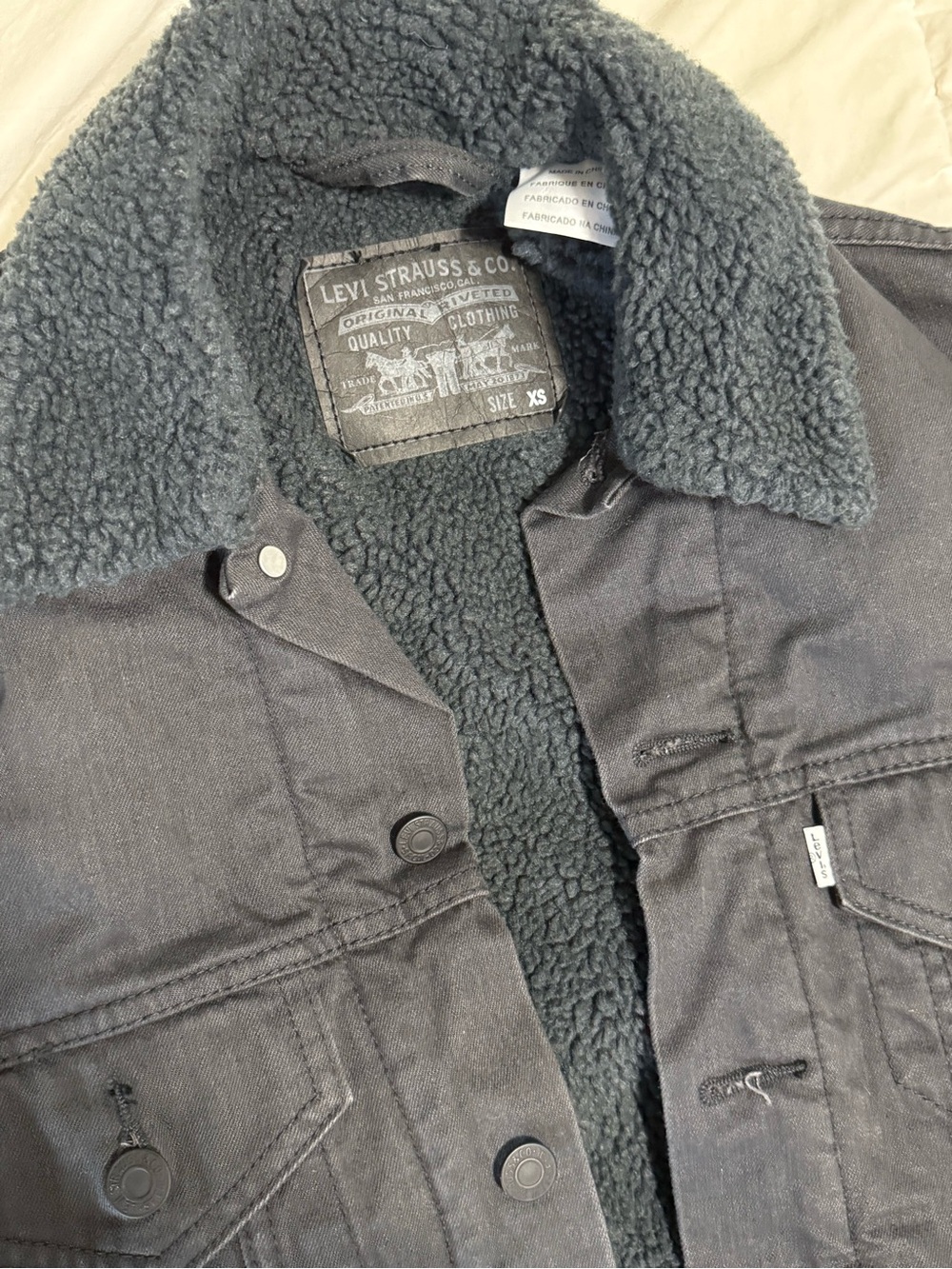 Levi's Black Sherpa-Lined Bomber-Style Jacket